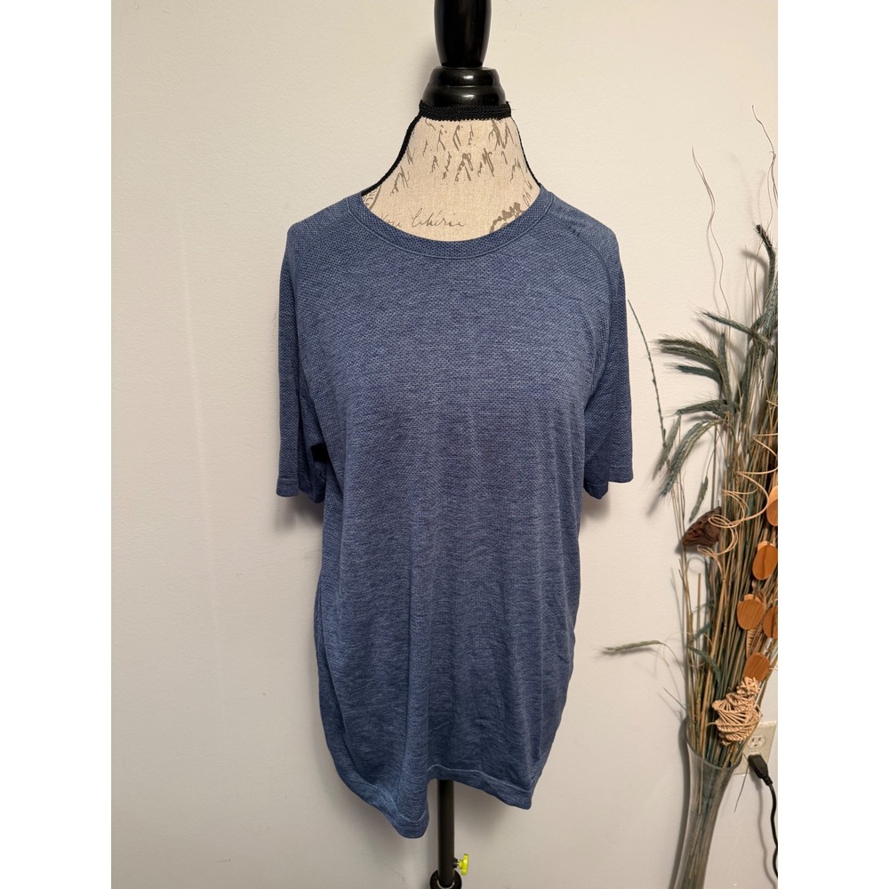 Lululemon Mens Metal Vent Tech Short Sleeve Shirt Blue Heather Size L 2949‎